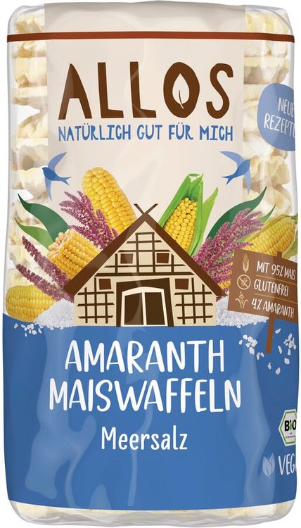 allos - amaranth majsvafler med havsalt, 115 g