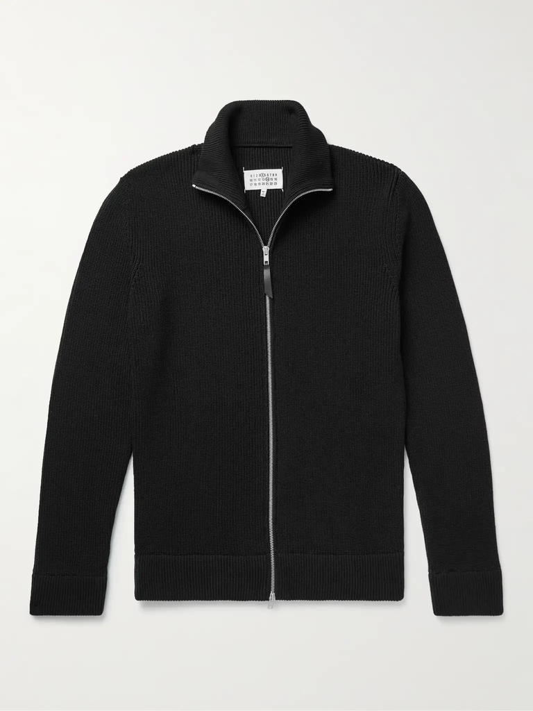 john smedley mallam ribbed recycled-cashmere and merino wool-blend zip-up cardigan