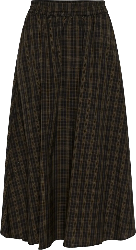 Kaffe Kahelie Skirt - BLACK/ BROWN CHECK - 34