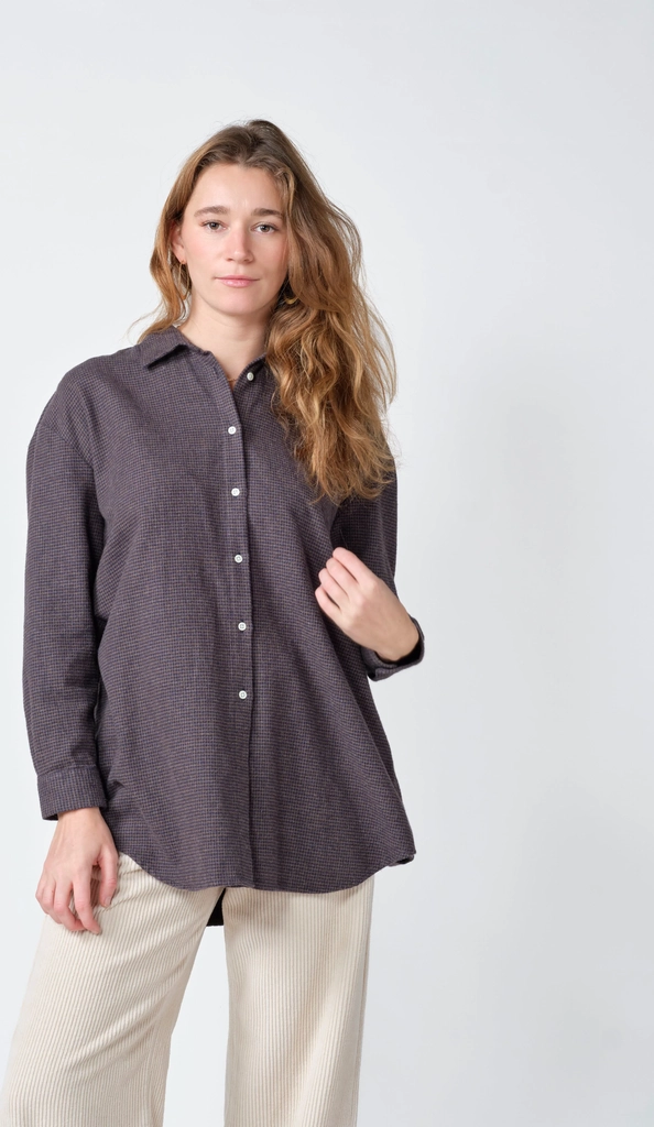 klitmøller collective - ofelia check skjorte - taupe