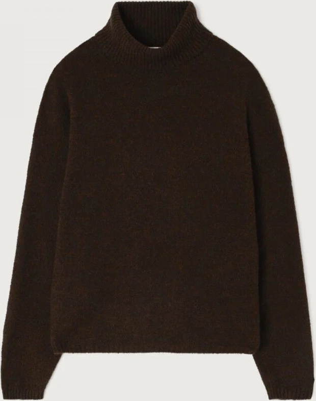 american vintage - ouity t-neck sweater choco melange