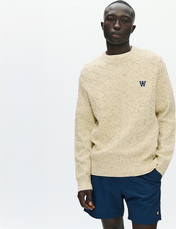 Wood Wood Herre Lamin Strikket Sweater Månestråle - Cream