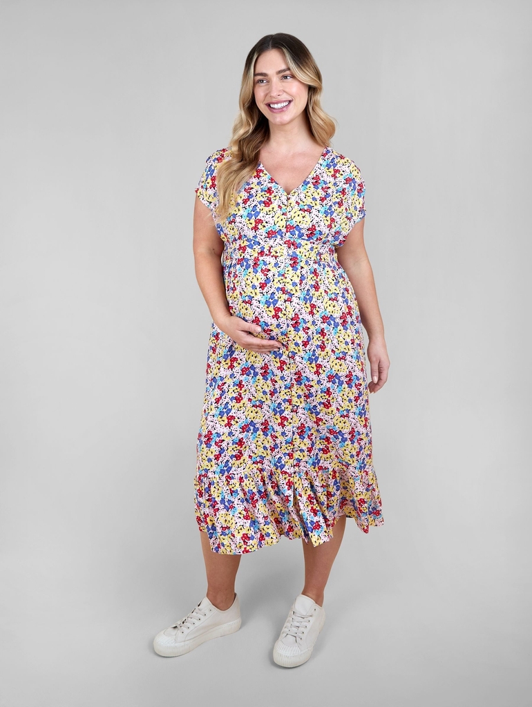Jojo Maman Bébé JoJo Maman Bébé Ventetøjskjole med pufærmer og knapper i taljen