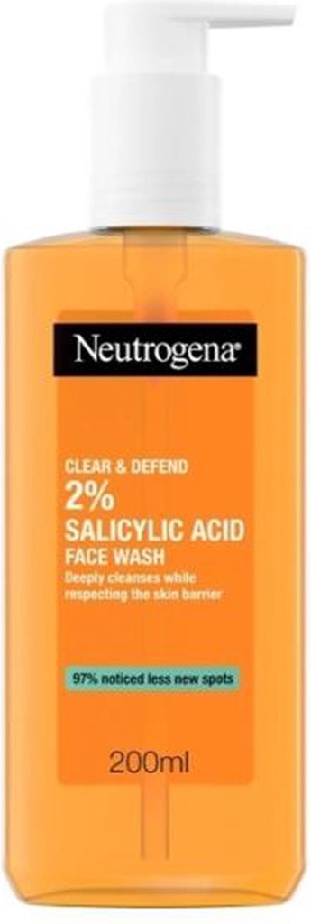 neutrogena clear & defend 2 % salicylic acid face wash 200 ml