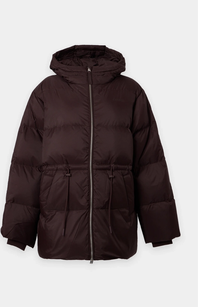 closedmid length puffer jacket - dunjakke - cinder brown