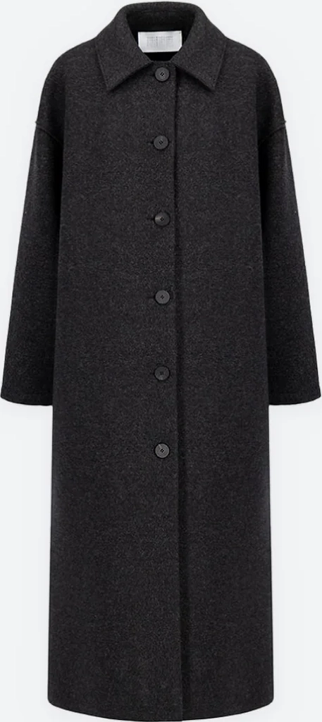 women dropped shoulder mac boiled wool - anthracite