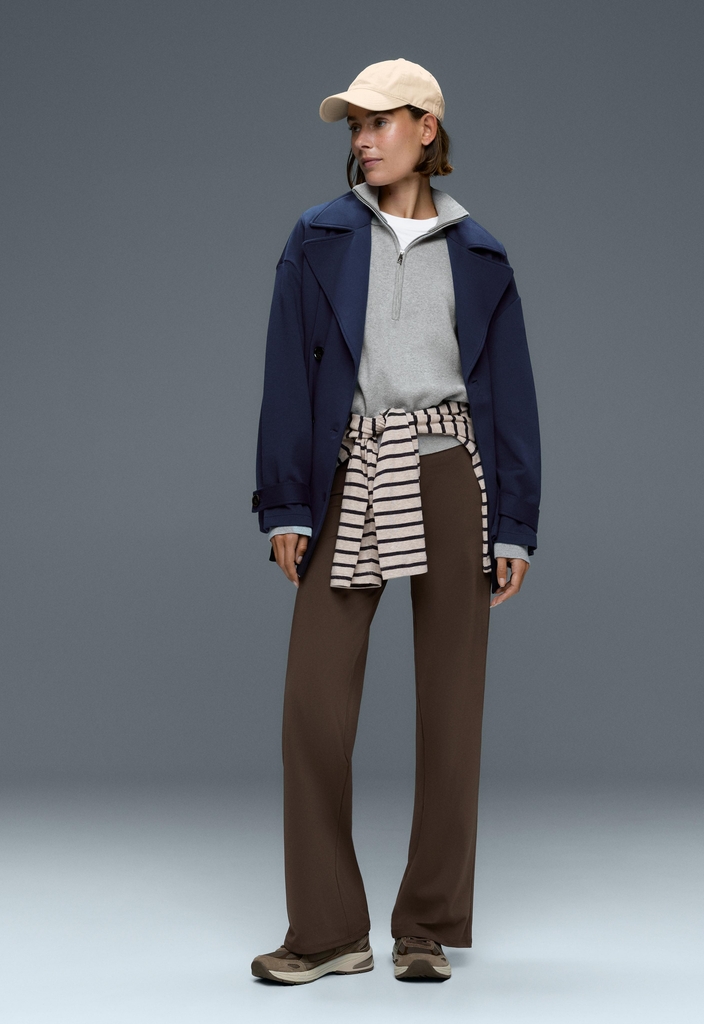 oyshohigh-rise comfortlux straight-leg trousers - bukser - brown