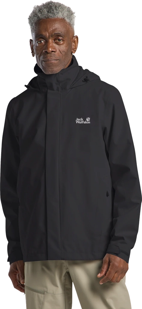 trailtime 2l jkt m men’s waterproof rain jacket with hood black | jack wolfskin