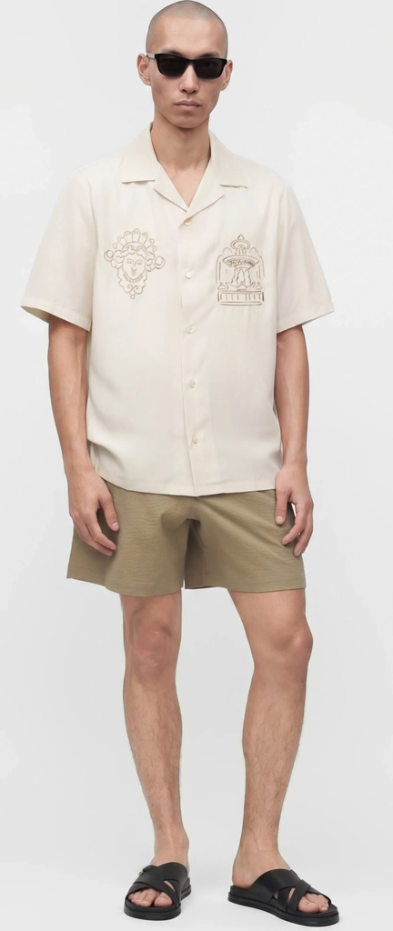 maison kitsunéparisian monuments resort shirt - skjorter - clay
