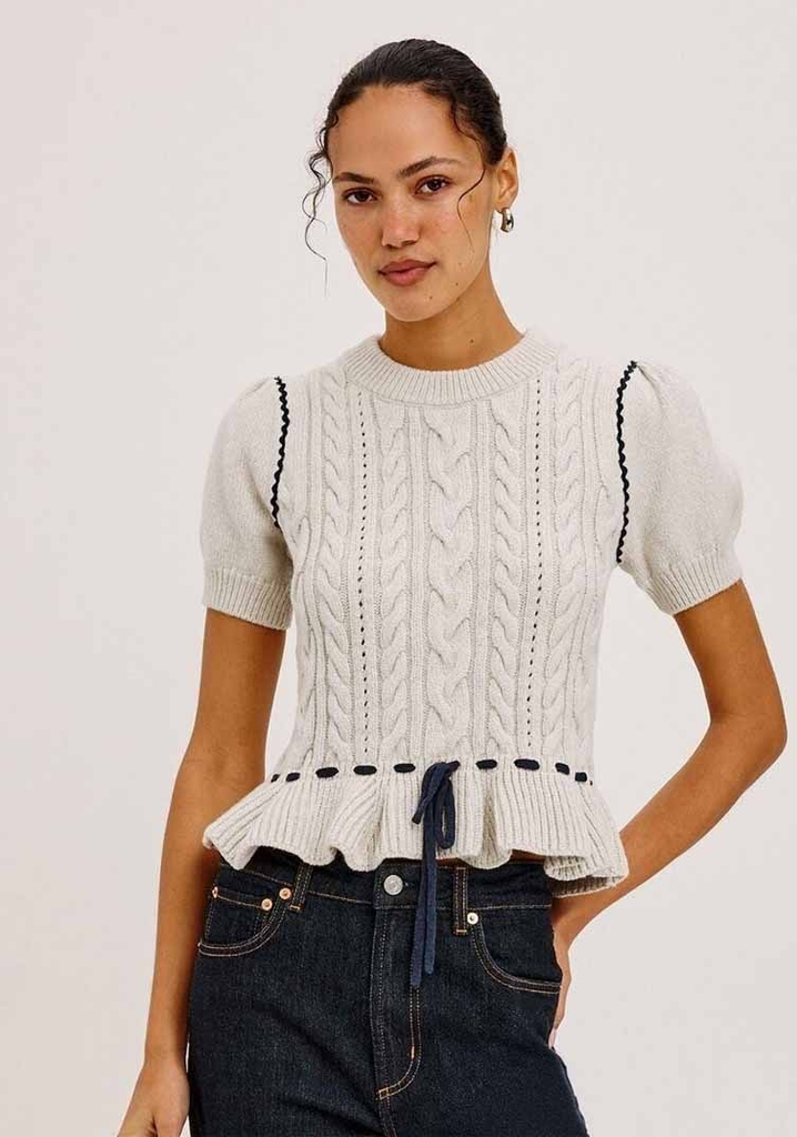 rails chandi strik bluse - heather oat