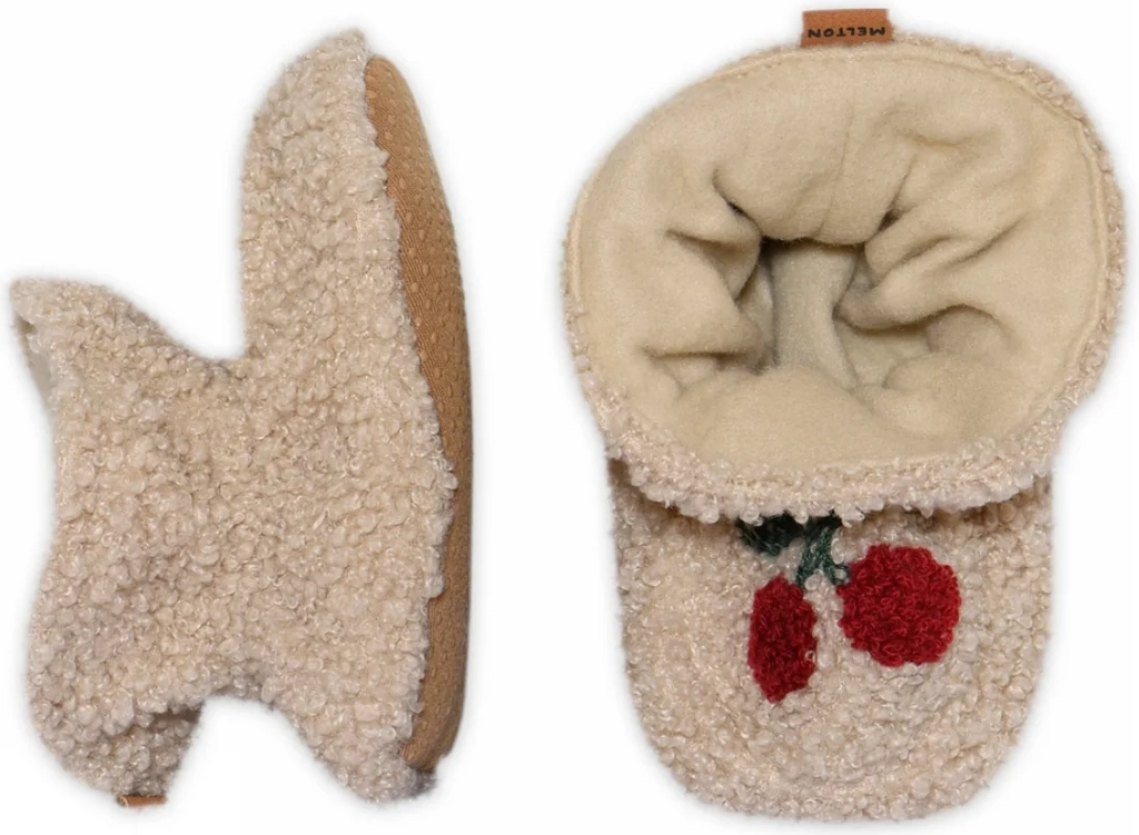 cherry textile slippers