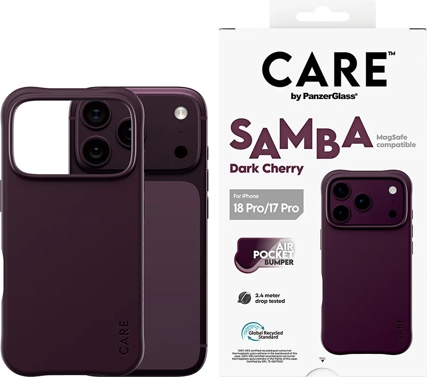 iPhone 18 Pro / 17 Pro CARE by PanzerGlass Fashionable Samba Mobil Cover - MagSafe Kompatibel - Dark Cherry