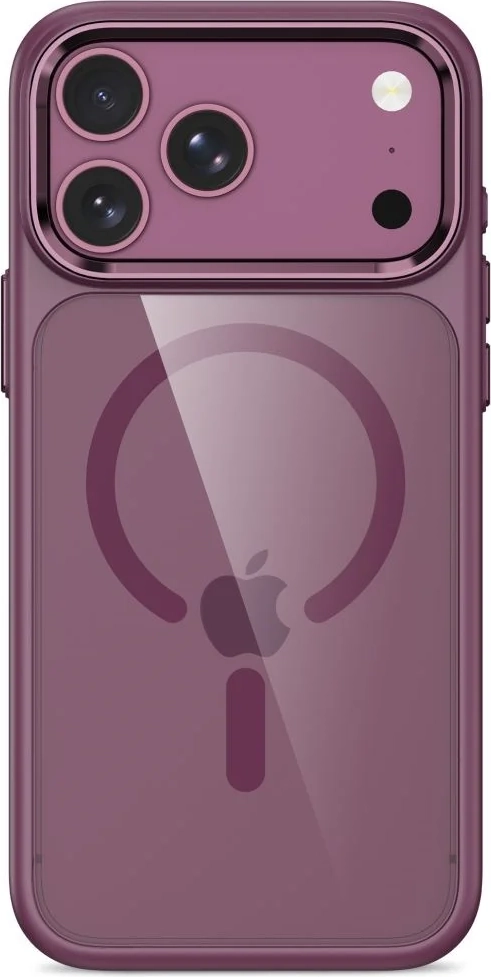 iphone 18 pro / 17 pro tech-protect magmat cover - magsafe kompatibel - gennemsigtig / rød