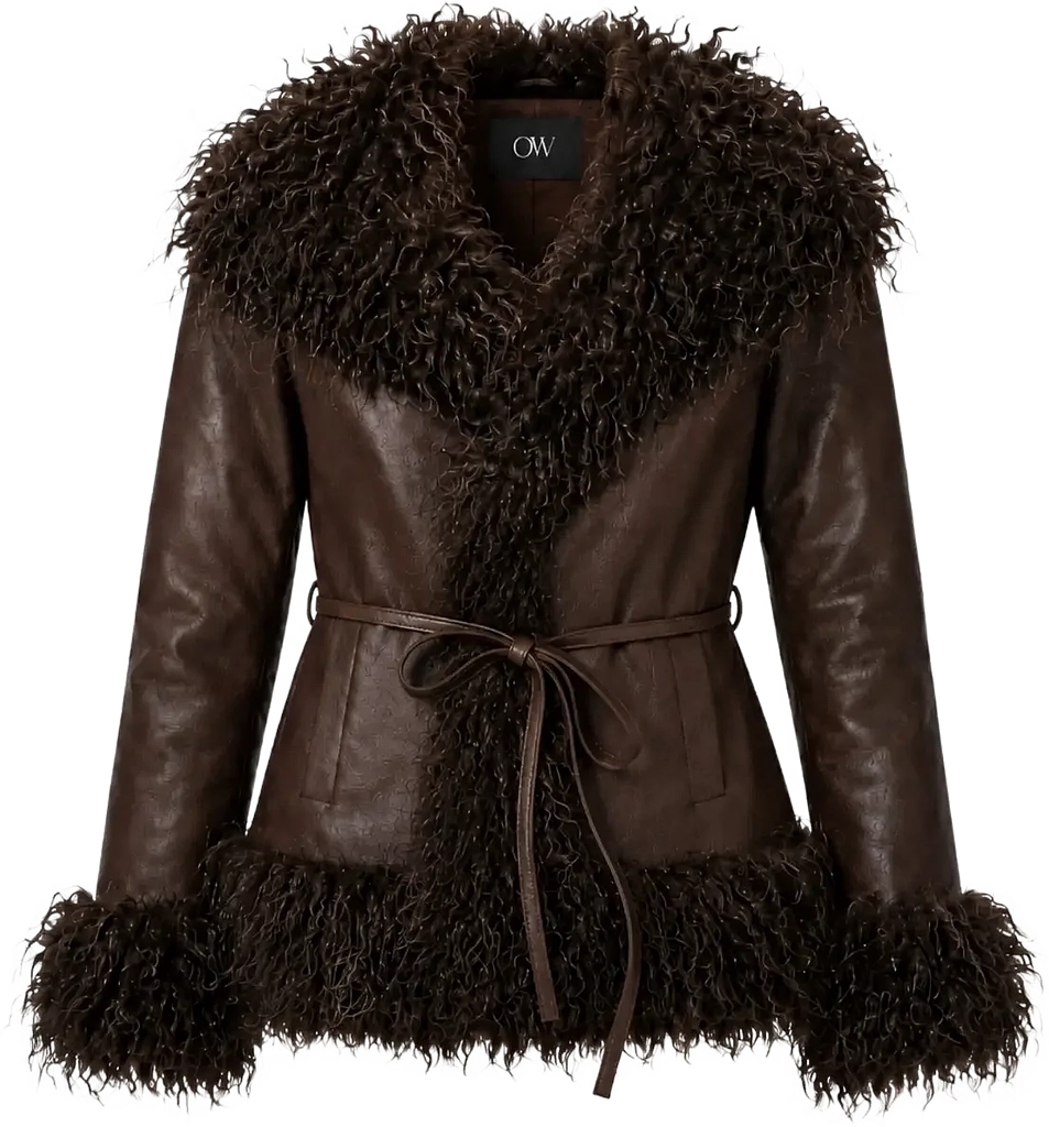 OW Collection Idun Faux Fur Jacket - Brown - XS