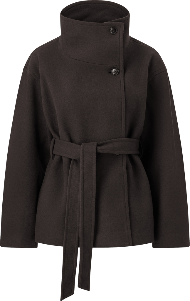      jakke high neck wool blend jacket