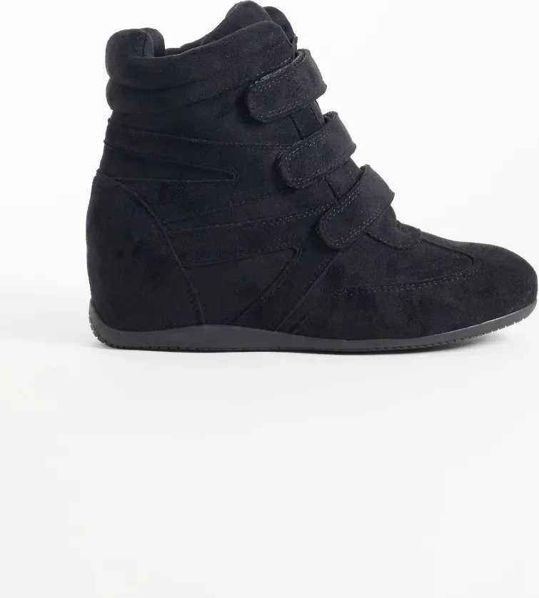 Public Desire Carmina Wedge Sneakers Black Suedette