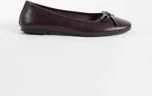 new look ballerina i imiteret læder med sløjfe i burgundy