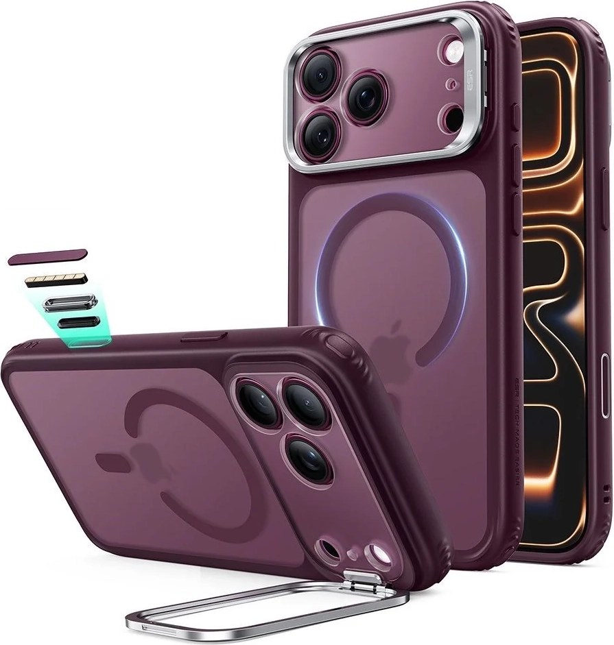 ESR iPhone 18 Pro / 17 Pro Classic Hybrid Kickstand Mobil Cover - MagSafe Kompatibel - Rød