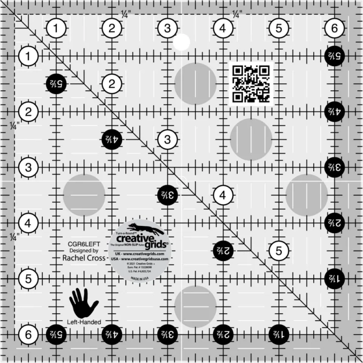patchworklineal - venstrehåndet kvadratisk 6½ inch