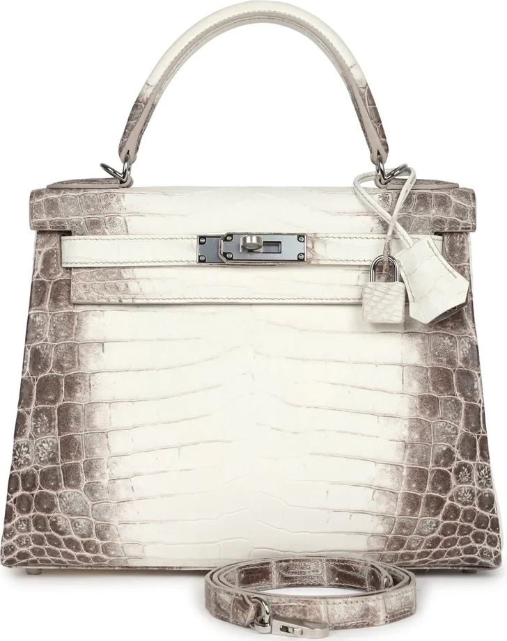 hermes kelly 28 retourne crocodile niloticus himalaya blanc palladium hardware