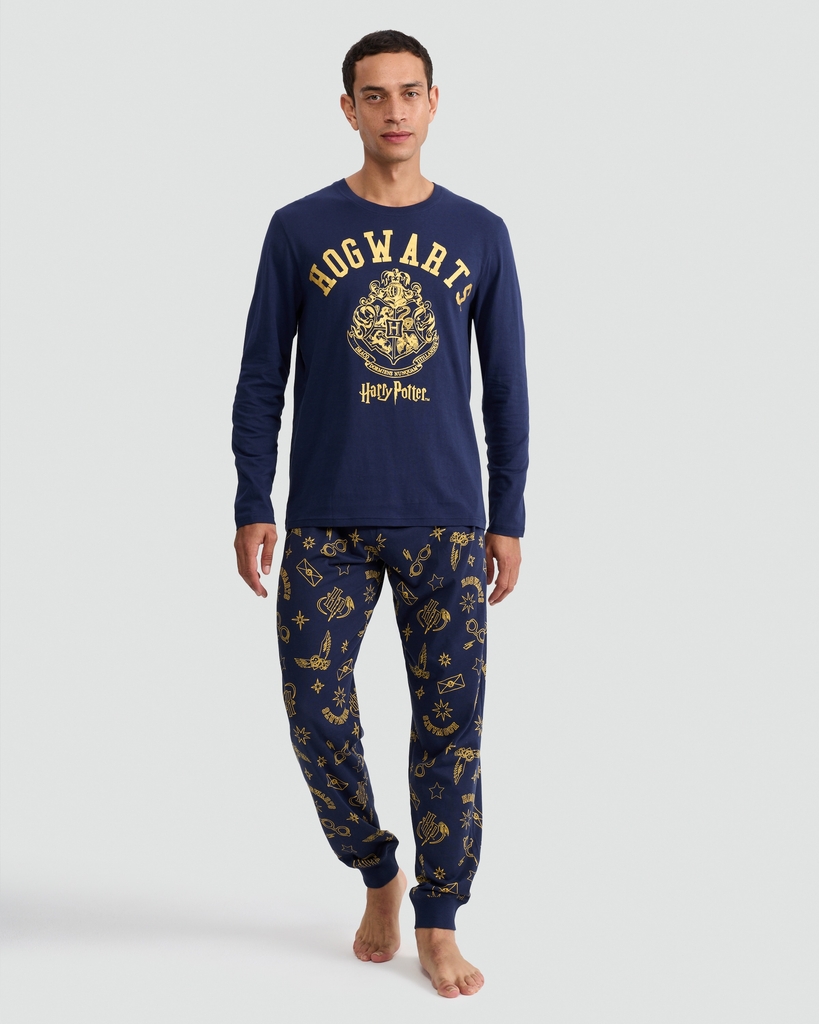 harry potter matching family christmas pyjamas in navy
