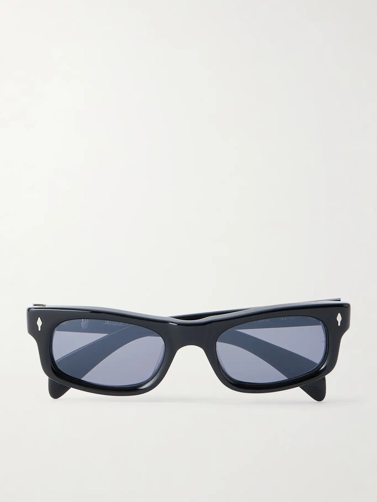 initials rectangular-frame acetate sunglasses