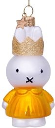vondels   ornament glass miffy yellow dress with crown 11cm with box yellow