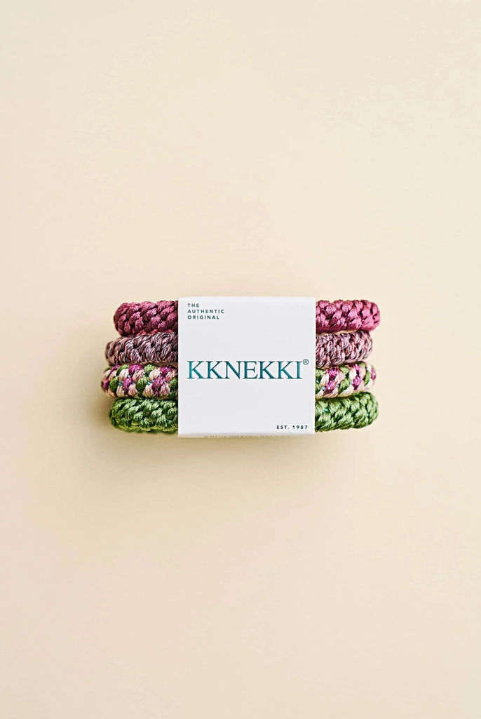 kknekki hårelastikker, lilla/grøn - 4 stk