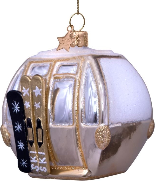 juleornament ski gondola beige (h8 cm)