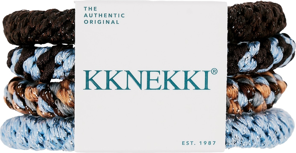 kknekki hårelastikker, brun/blå - 4 stk