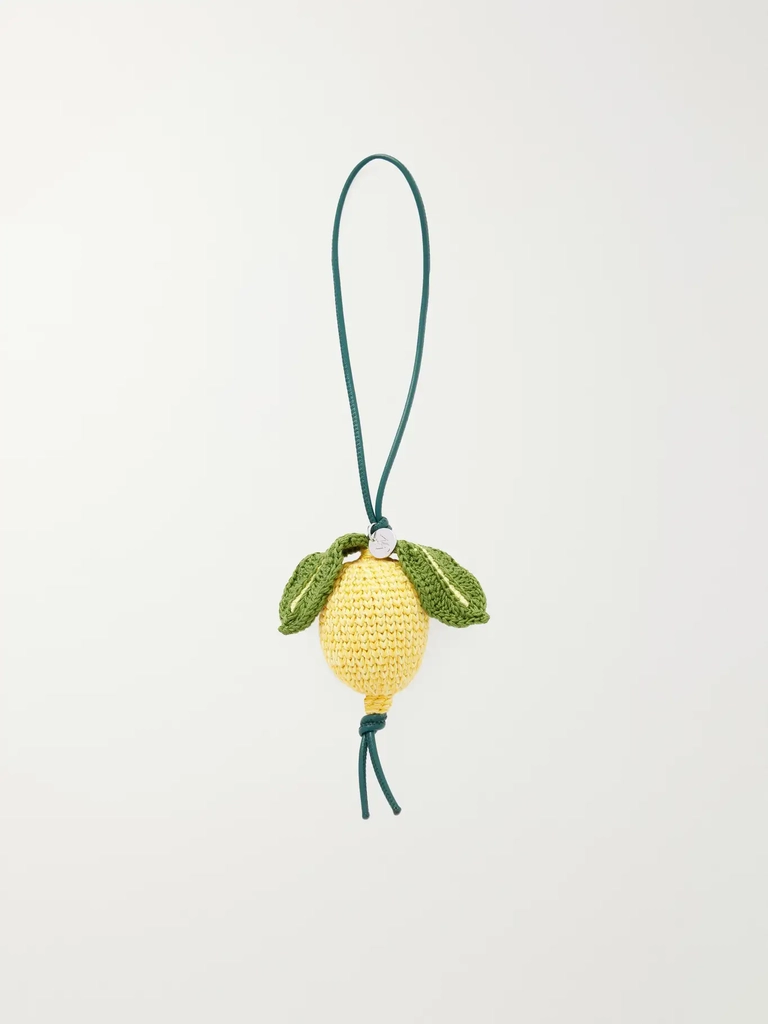 jw anderson lemon crocheted cotton and leather bag charm