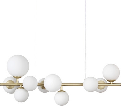 ideal lux perlage vægarmatur, længde 81 cm, messing/hvid, 10 lyskilder