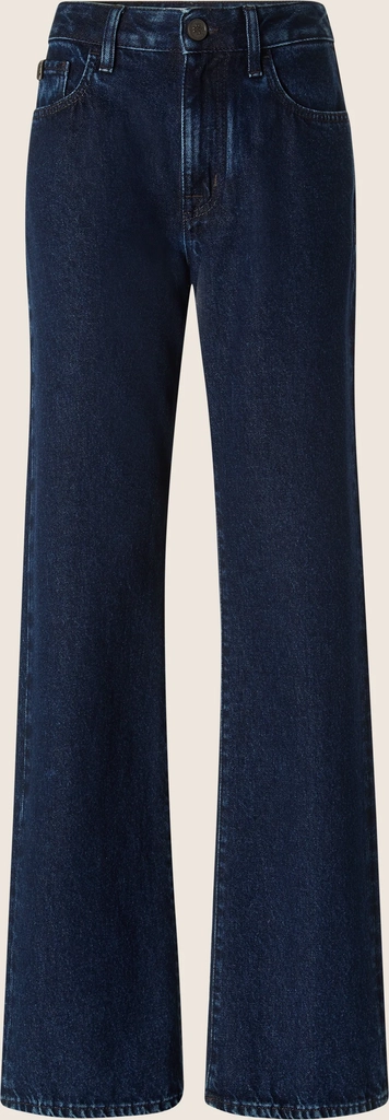 hailey relaxed 5 pocket jeans in dark blue cotton denim with stone wash