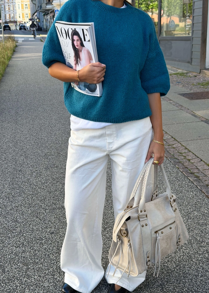 cozy t-shirt strik - blågrå