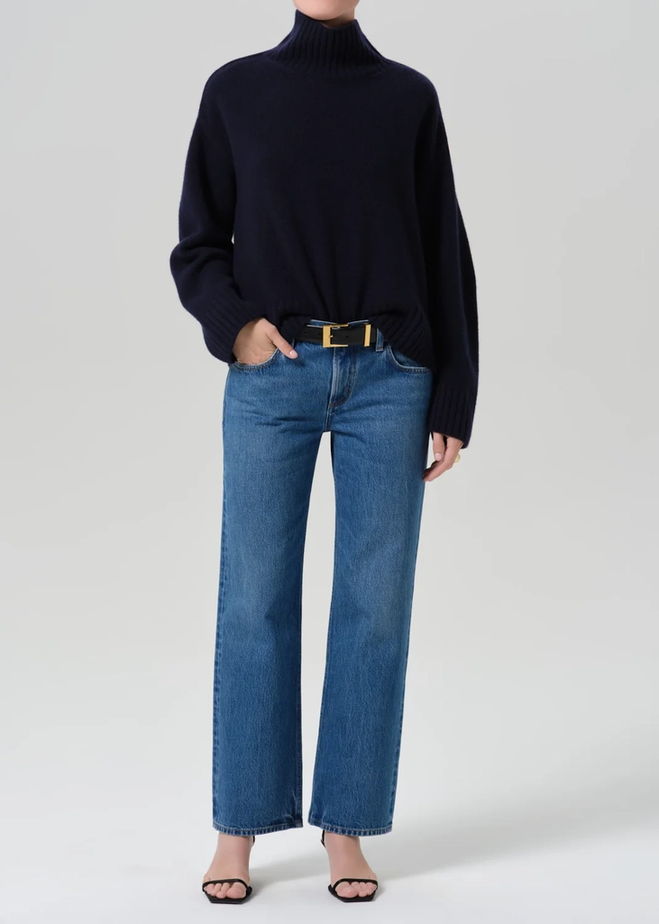 faye vintage straight long in azure blue