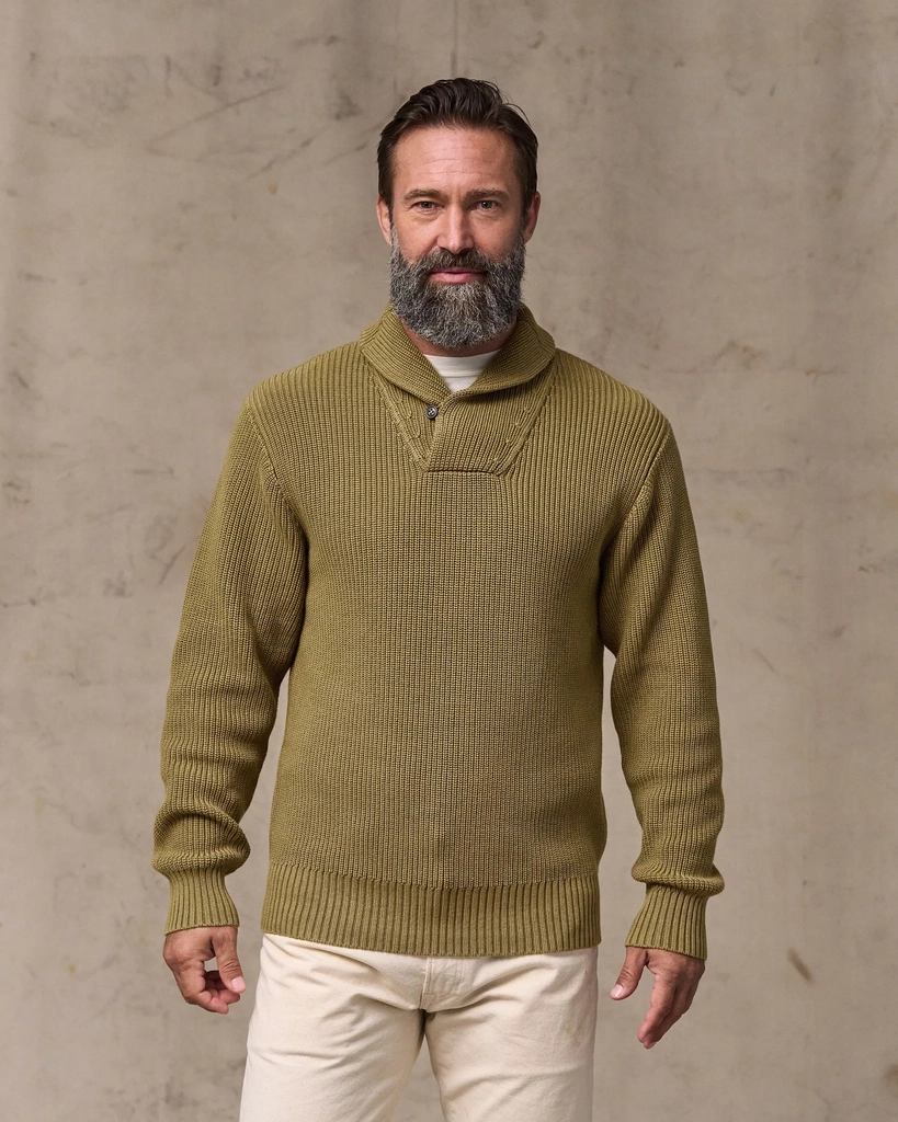 vintage cotton shawl neck sweater