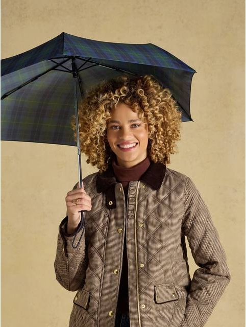 Joules Rayne Blue Green Check Umbrella