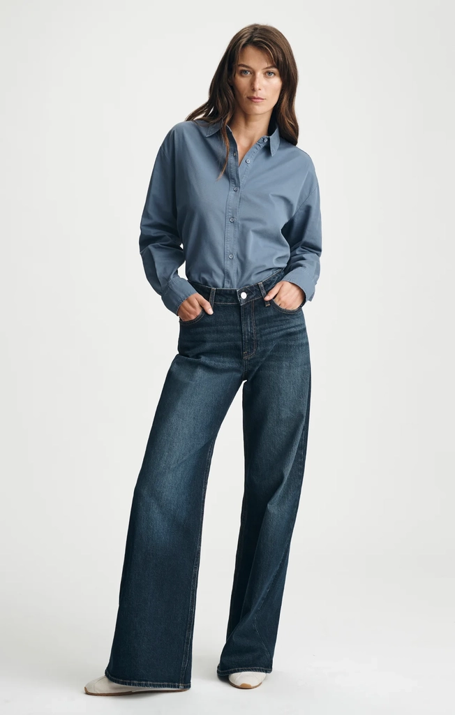 florida wide leg in deep brushed classic blue