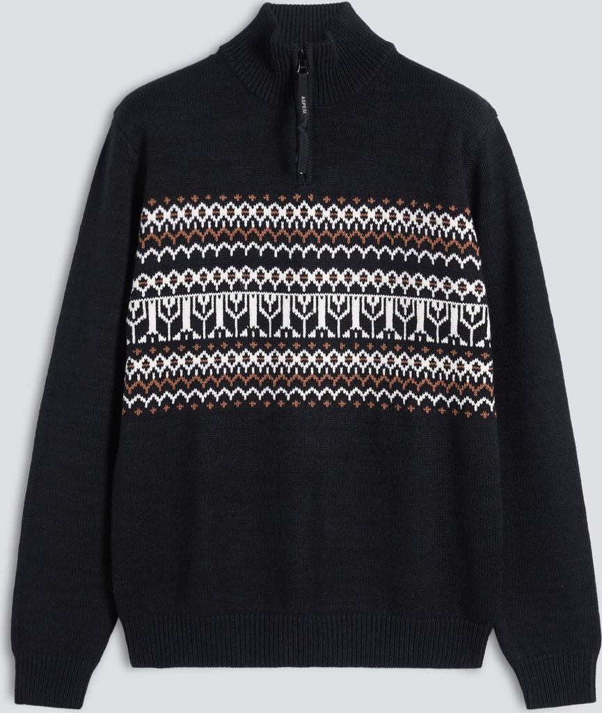 half-zip sweater in cotton, hemp and wool