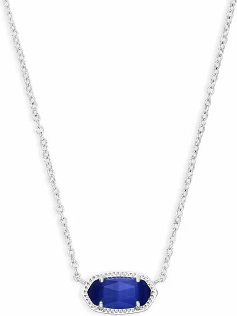 elisa silver pendant necklace in cobalt cats eye