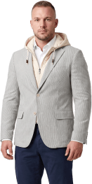 weis ribcord blazer i meleret lys grå | aftagelig hætte | comfort fit | albuelapper