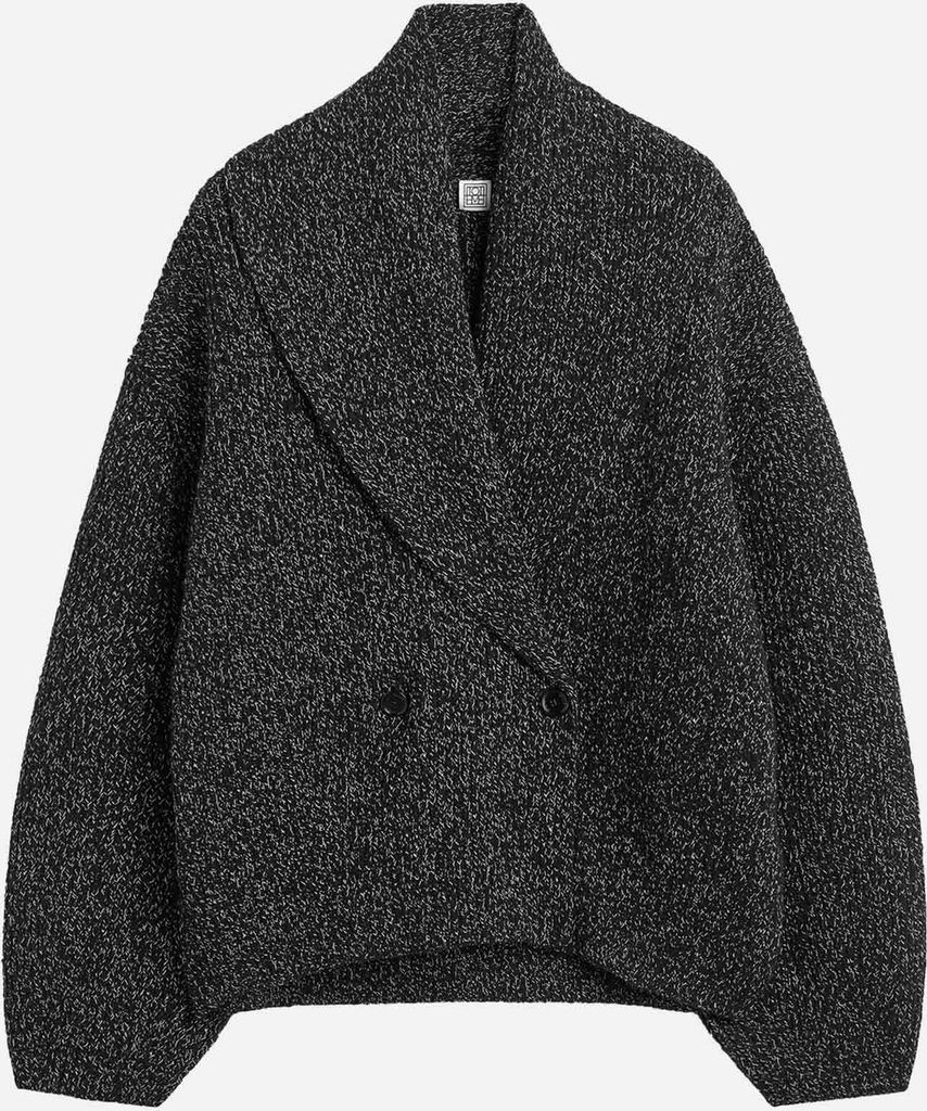 shawl-lapel cardigan black/white