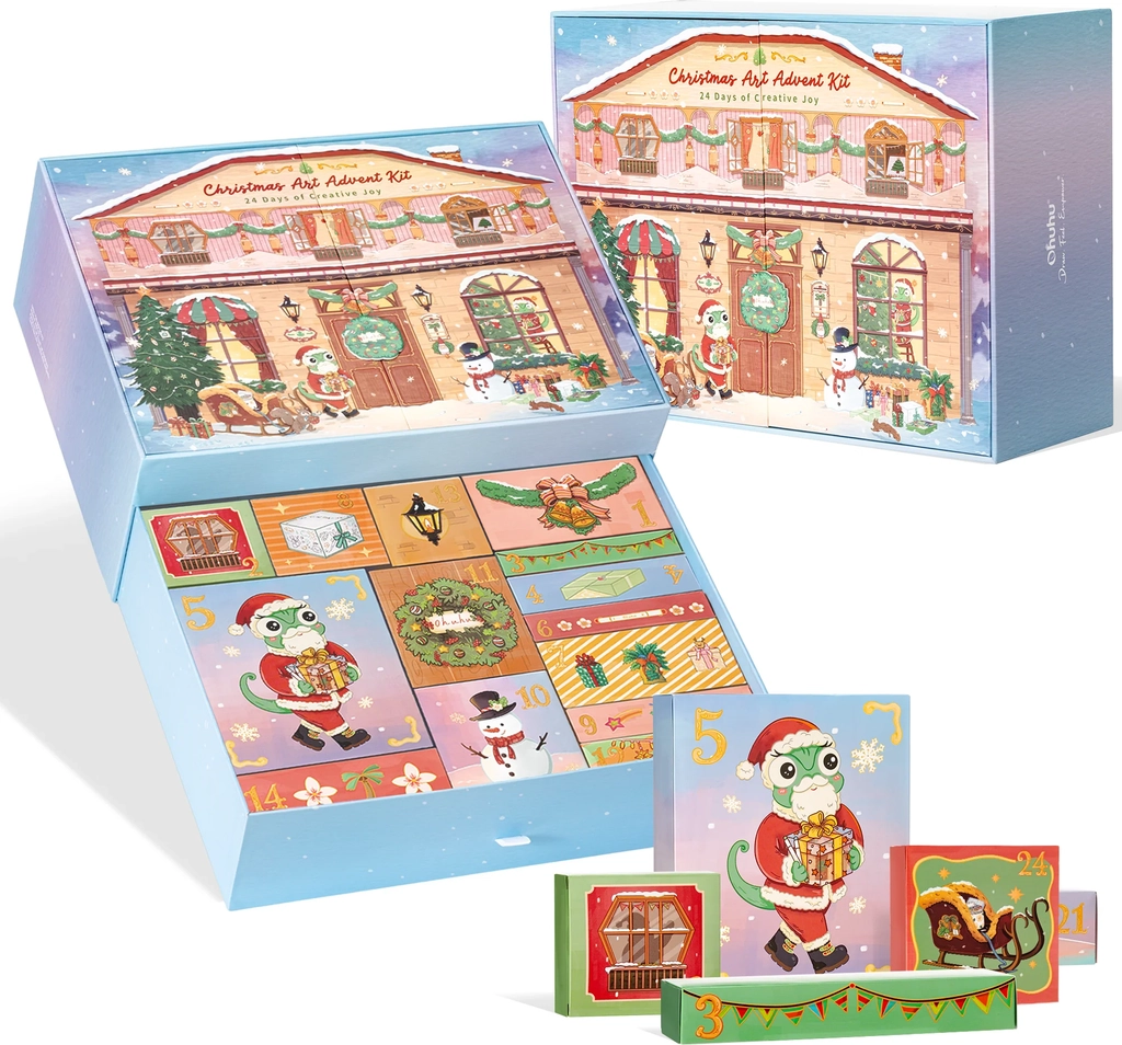 ohuhu christmas advent calendar 2026, 24 days countdown gift kit