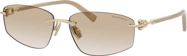 Tiffany & Co. Unisex Solbriller Metal Guld Grå Geometrisk