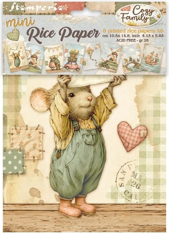 stamperia - mini rice paper a6 - cozy family - dfsa6x14