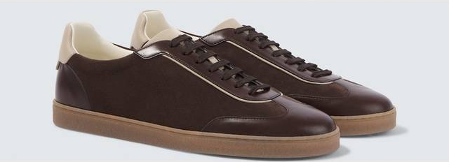 Brunello Cucinelli Zapatillas De Ante Con Piel - Marrón