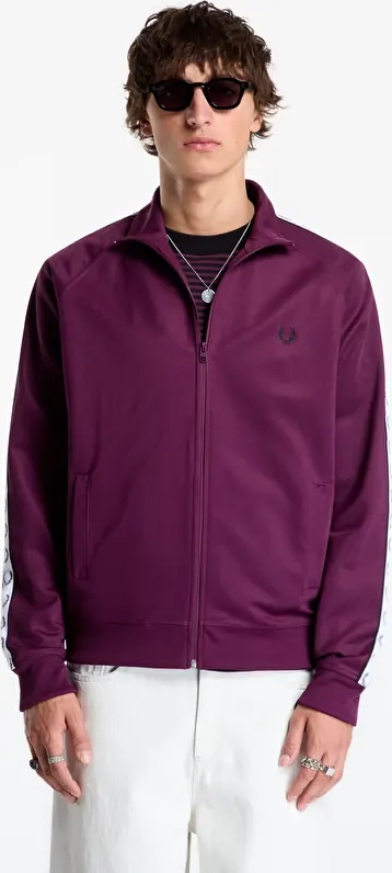 Fred Perry Contrast Tape Track Jacket - Burgundy