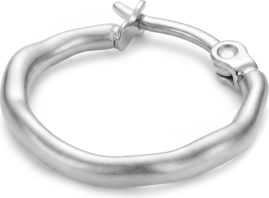 Arkai Organic Ridge Sølvbelagt Rustfrit Stål Hoop Ørering