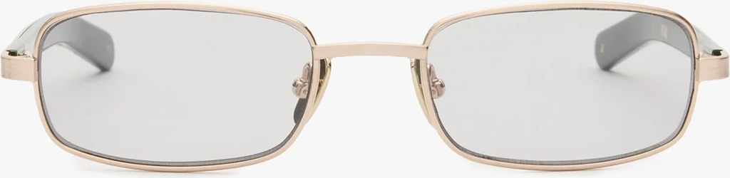 sting briller i brushed gold, solid dark green og light grey lens