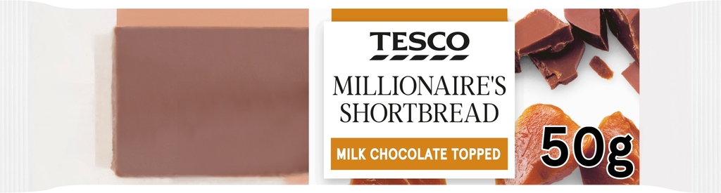 tesco millionaire's shortbread milk chocolate topped 50g
